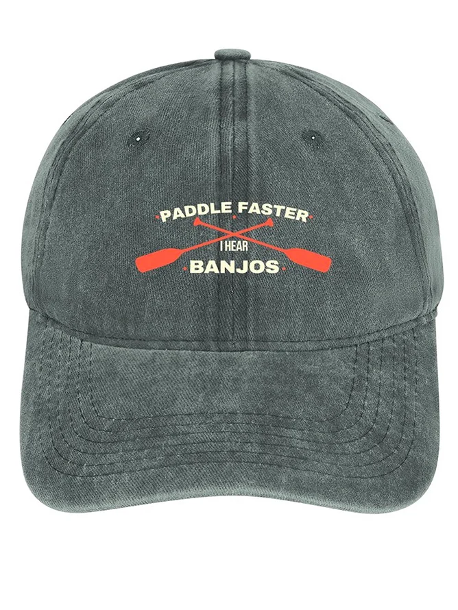 Men's /Women's Paddle Faster I Hear Banjos Graphic Printing Regular Fit Adjustable Denim Hat