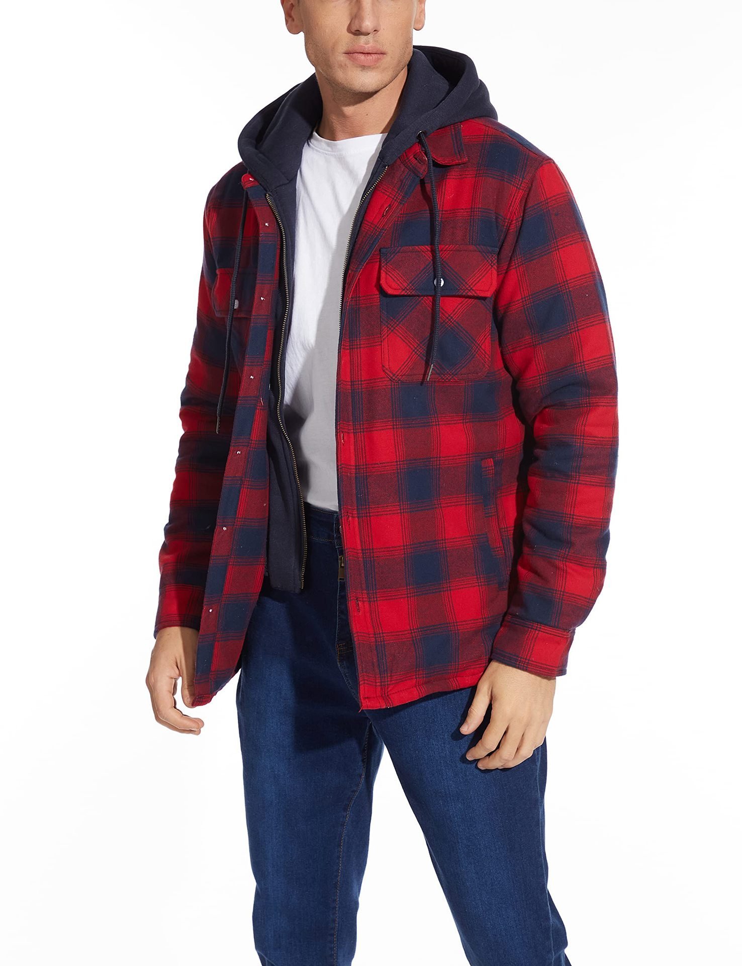Classic Retro Plaid Hooded Removable Loose Jacket