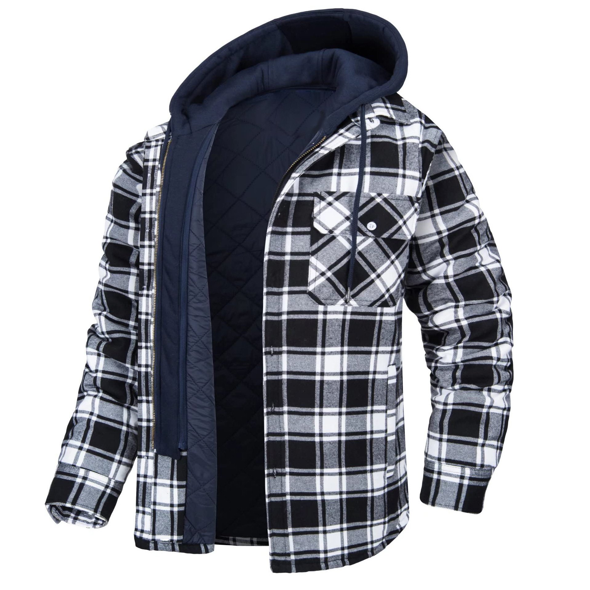 Classic Retro Plaid Hooded Removable Loose Jacket