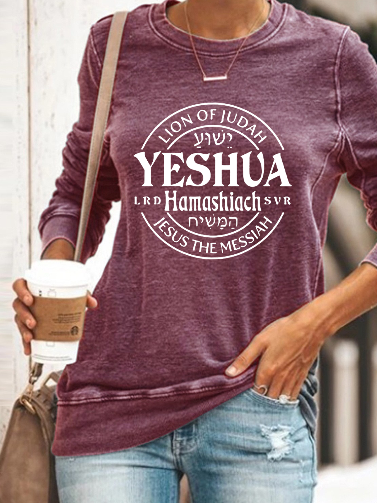 Women's Lion Of Judah Yeshua Print Cotton-Blend Sweatshirt