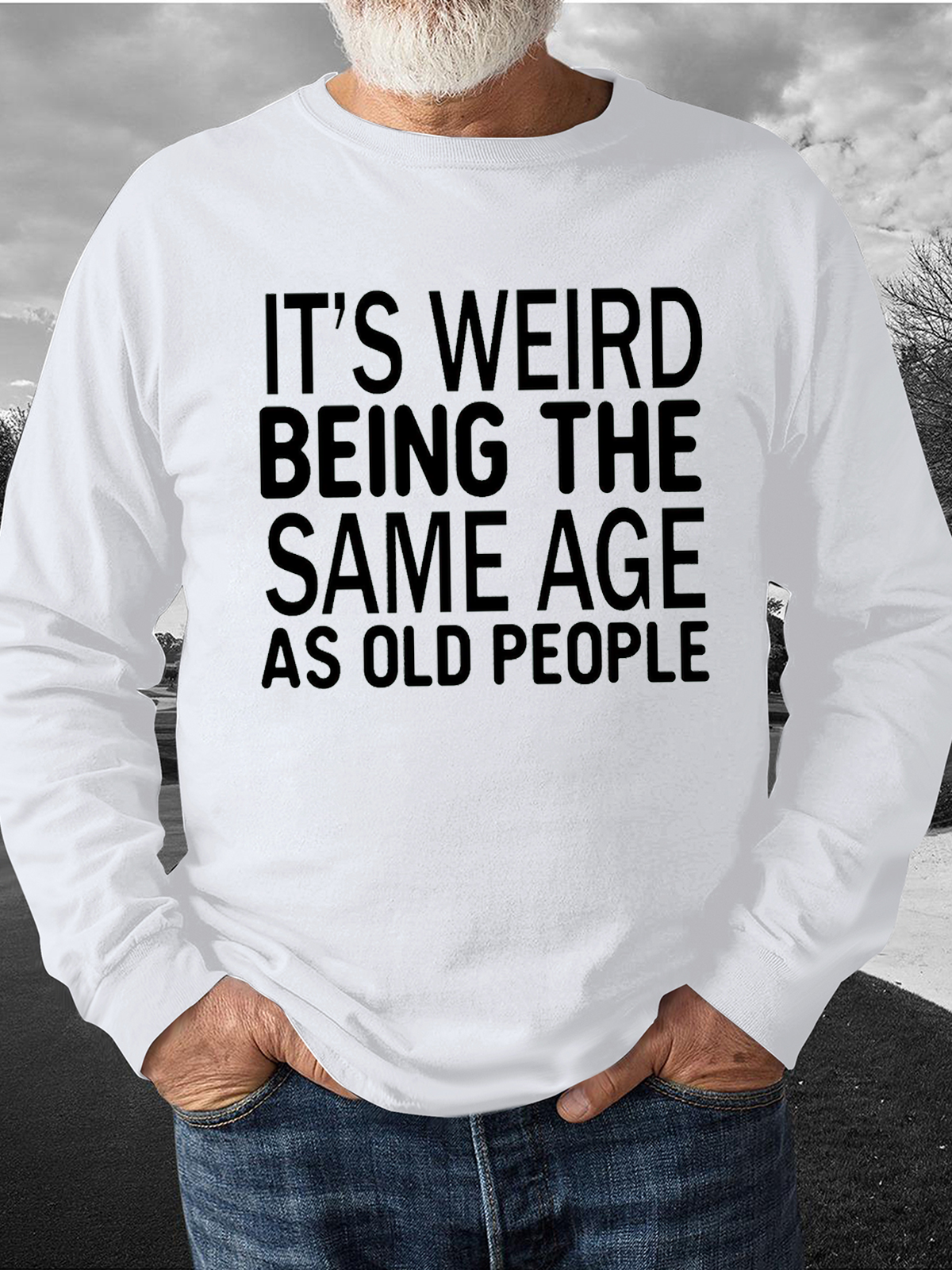 Men's Funny Age Casual Loose Text Letters Sweatshirt