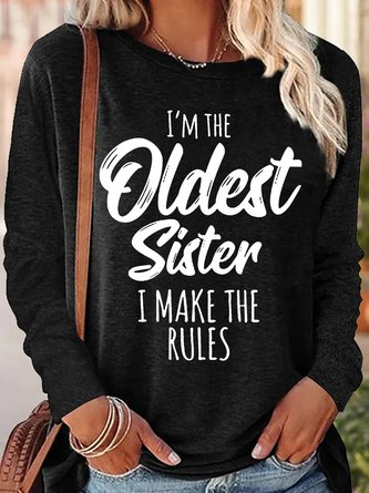 Women's Funny Sister Gift Old Sister Casual Long Sleeve Top