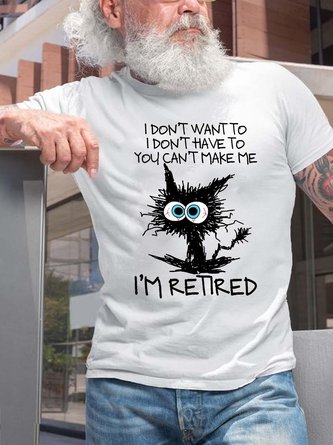 Men's Funny Retired Grumpy Cat Casual Cotton T-Shirt