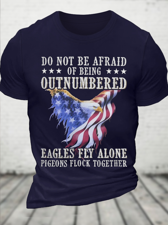 Cotton Do Not Be Afraid Loose America Flag Crew Neck Casual T-Shirt