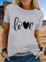Vintage Short Sleeve Love Letter Printed Crew Neck Casual Top
