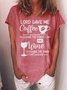 Lord Gave Me Coffee Graphic Casual Short-Sleeved Tee