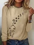 Women's Cat Walk Paw Print Letters Casual Top