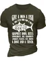 Men’s Give A Man A Fish & You Feed Him For A Day Crew Neck Text Letters Casual Regular Fit T-Shirt