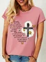 Women's Mercyme I Can Only Imagine Daisy Cross Christian Daisy Text Letters Simple Loose T-Shirt