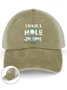 Men’s I Made A Hole In One Golf Crew Neck Regular Fit Casual Text Letters Washed Mesh-back Baseball Cap