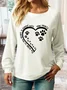 Women's Dog Lovers The Road To My Heart Is Paved With Paw Prints Text Letters Casual Sweatshirt