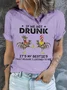 Women's We Drunk Cotton Text Letters Crew Neck Casual T-Shirt