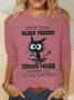 Funny Cat Old Person Casual Crew Neck Long Sleeve Shirt