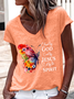 Blessed By God Loved By Jesus Led By The Spirit Casual Regular Fit V Neck Plain T-Shirt