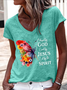 Blessed By God Loved By Jesus Led By The Spirit Casual Regular Fit V Neck Plain T-Shirt
