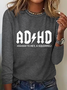 Funny Word ADHD Text Letters Simple Regular Fit Long Sleeve Shirt