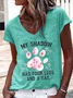 Funny Dog My Shadow Has Four Legs And A Tail  Regular Fit V Neck Casual T-Shirt
