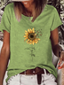 Christian Sunflower Graphic Text Letters Casual T-Shirt